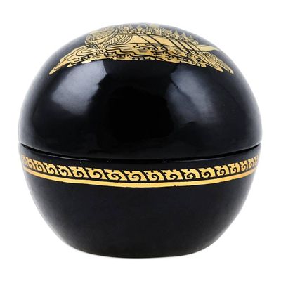 Alternate image for Lacquered Suphannahong-Themed Round Wood Decorative Box Thai Epic