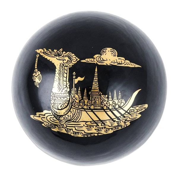 Alternate image for Lacquered Suphannahong-Themed Round Wood Decorative Box Thai Epic