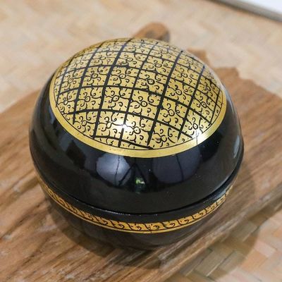 Alternate image for Lacquered Lanna Patterned Round Mango Wood Decorative Box Thai Richness