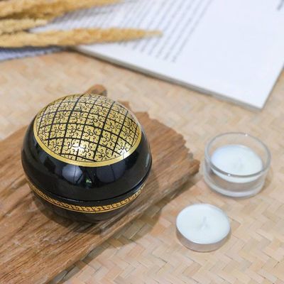 Alternate image for Lacquered Lanna Patterned Round Mango Wood Decorative Box Thai Richness
