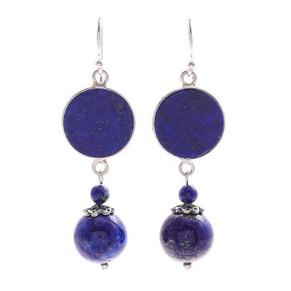 Alternate image for Hand Crafted Lapis Lazuli Dangle Earrings Loving Moon