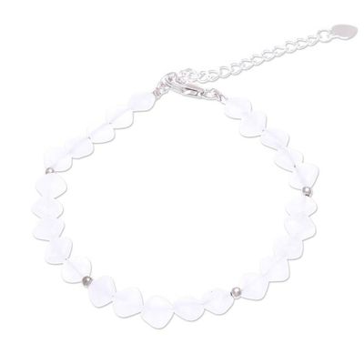 Alternate image for Handmade Jade and Sterling Silver Beaded Bracelet Marshmallow Fluff