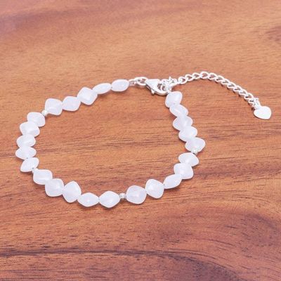 Alternate image for Handmade Jade and Sterling Silver Beaded Bracelet Marshmallow Fluff