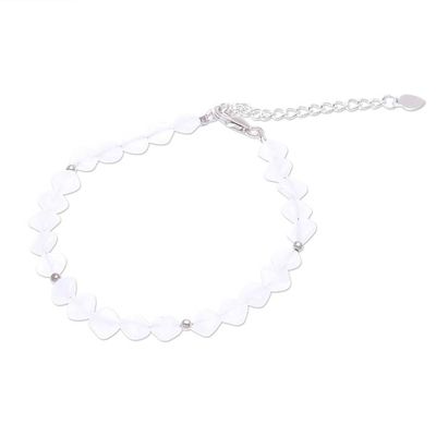 Alternate image for Handmade Jade and Sterling Silver Beaded Bracelet Marshmallow Fluff