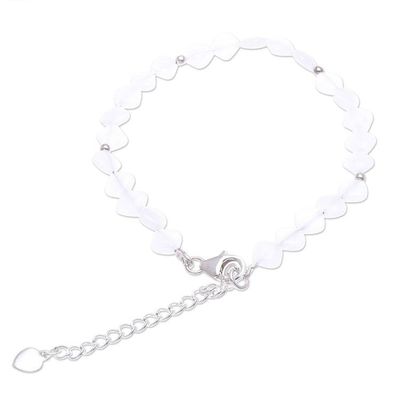 Alternate image for Handmade Jade and Sterling Silver Beaded Bracelet Marshmallow Fluff