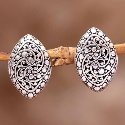 Alternate image for Intricate Sterling Silver Drop Earrings from Bali Sukawati Garden