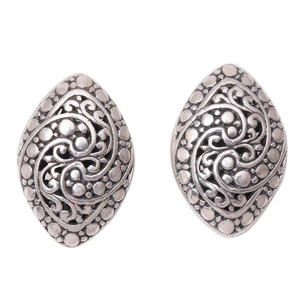Alternate image for Intricate Sterling Silver Drop Earrings from Bali Sukawati Garden