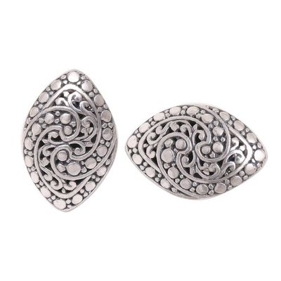 Alternate image for Intricate Sterling Silver Drop Earrings from Bali Sukawati Garden