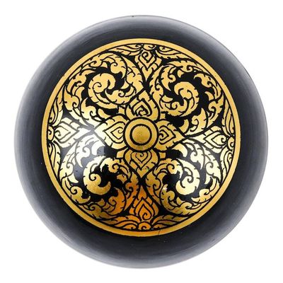 Alternate image for Lacquered Floral Patterned Round Mango Wood Decorative Box Thai Triumph