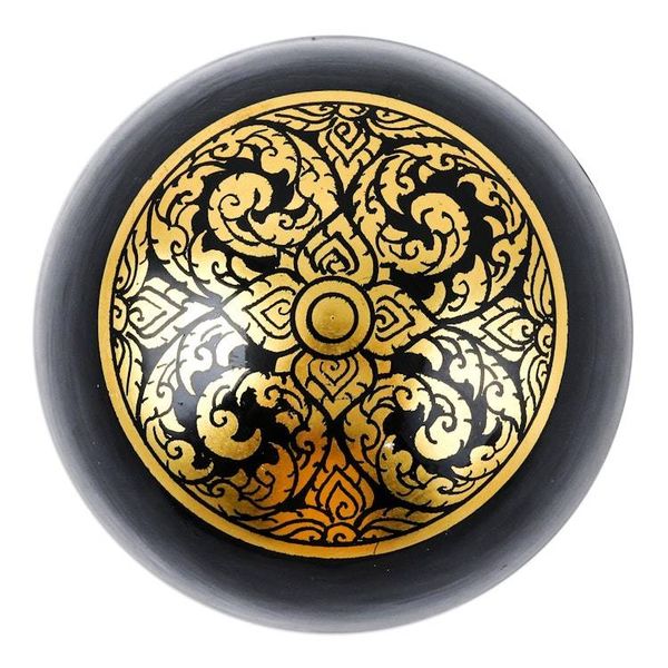 Alternate image for Lacquered Floral Patterned Round Mango Wood Decorative Box Thai Triumph