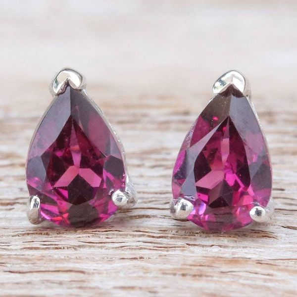 Alternate image for Sterling Silver Drop Earrings with Pear-Shaped Rhodolite Eternity Blessing