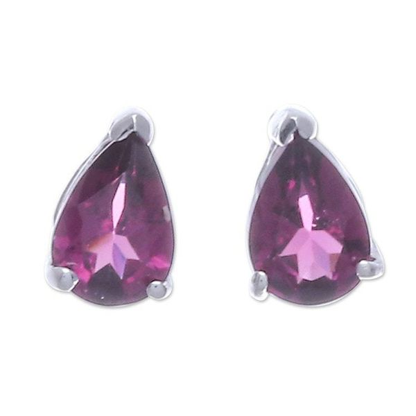 Alternate image for Sterling Silver Drop Earrings with Pear-Shaped Rhodolite Eternity Blessing
