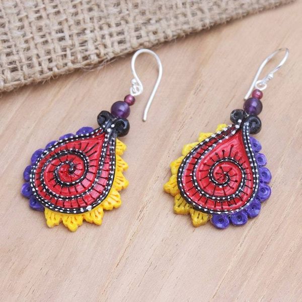 Alternate image for Handmade Garnet and Amethyst Dangle Earrings Undersea Paradise