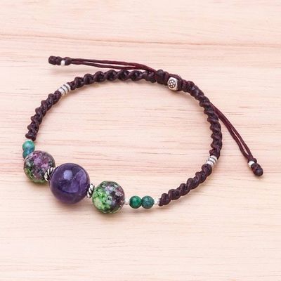 Alternate image for Multi-Gemstone Beaded Pendant Bracelet from Thailand Nice Stones