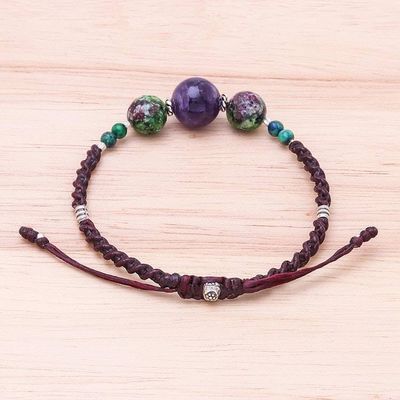 Alternate image for Multi-Gemstone Beaded Pendant Bracelet from Thailand Nice Stones