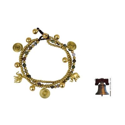 Alternate image for Jasper and Brass Beaded Charm Bracelet Colorful Siam Elephants