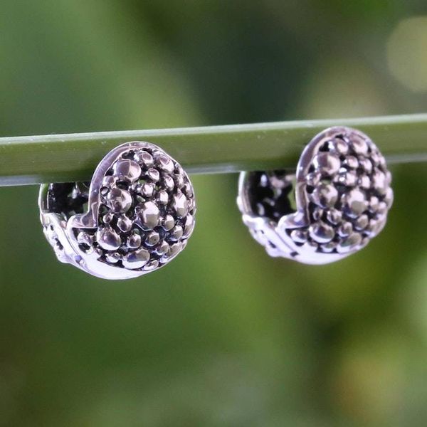 Alternate image for 925 Silver Huggie Hoop Earrings Artisan Crafted in Thailand Fun Life