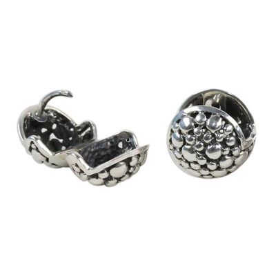 Alternate image for 925 Silver Huggie Hoop Earrings Artisan Crafted in Thailand Fun Life