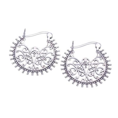 Alternate image for Artisan Crafted Sterling Silver Hoop Earrings Antique Glow