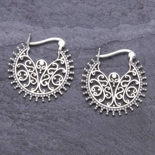 Alternate image for Artisan Crafted Sterling Silver Hoop Earrings Antique Glow