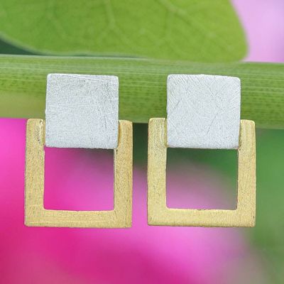 Alternate image for Modern Geometric 18k Gold-Accented Drop Earrings Gloriously Square