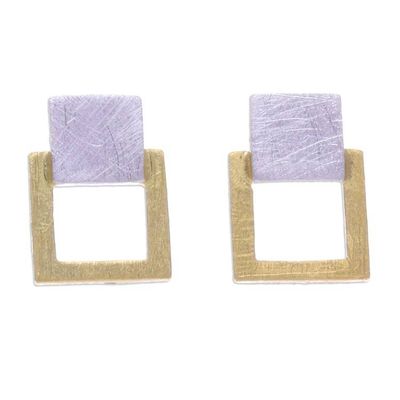 Alternate image for Modern Geometric 18k Gold-Accented Drop Earrings Gloriously Square