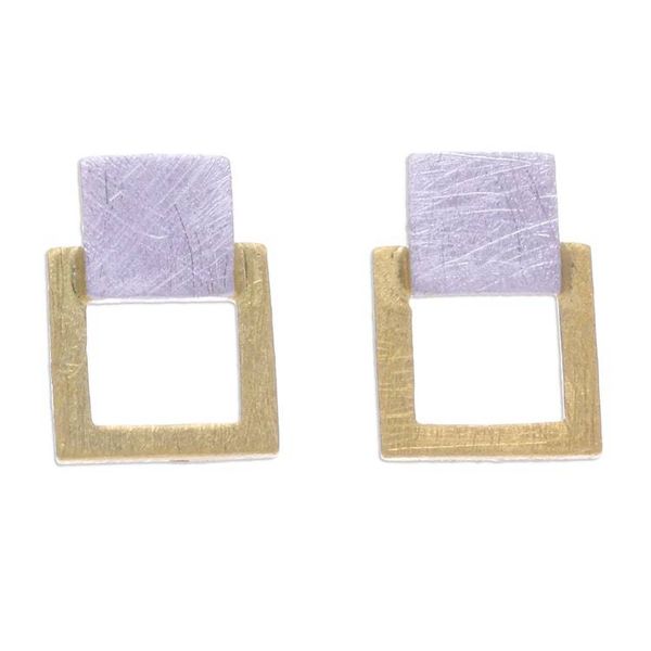 Alternate image for Modern Geometric 18k Gold-Accented Drop Earrings Gloriously Square