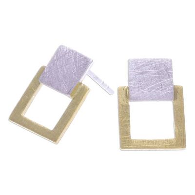 Alternate image for Modern Geometric 18k Gold-Accented Drop Earrings Gloriously Square