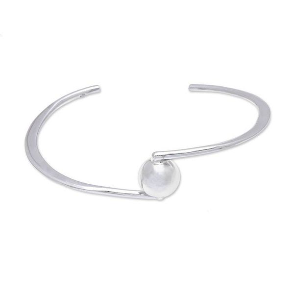 Alternate image for Modern Sterling Silver Pendant Cuff Bracelet from Thailand Wonderful Ball