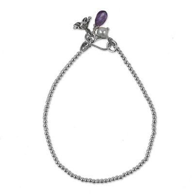 Alternate image for Cultured Pearl Amethyst and Silver Floral Beaded Bracelet Blossoming Friendship