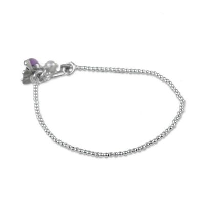 Alternate image for Cultured Pearl Amethyst and Silver Floral Beaded Bracelet Blossoming Friendship