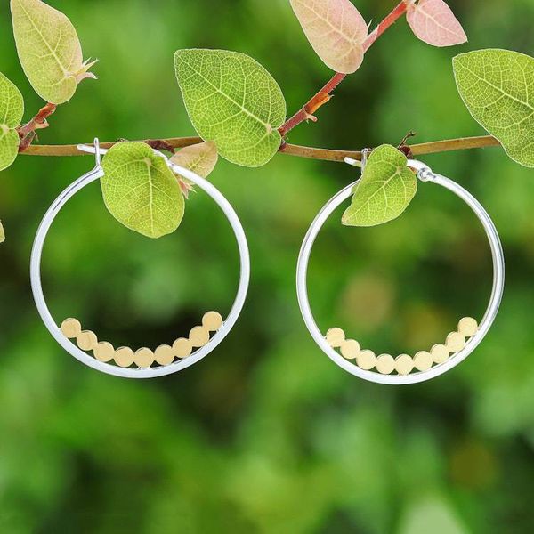 Alternate image for Thai-Made 18k Gold-Accented Sterling Silver Hoop Earrings Gleaming Thoughts