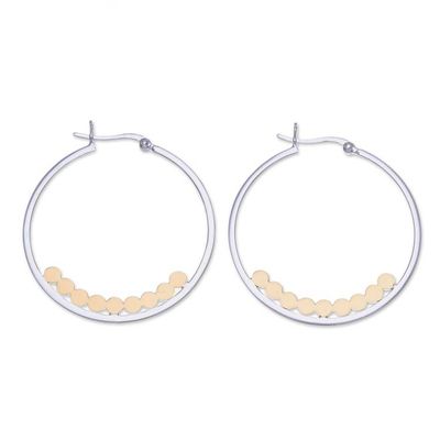 Alternate image for Thai-Made 18k Gold-Accented Sterling Silver Hoop Earrings Gleaming Thoughts