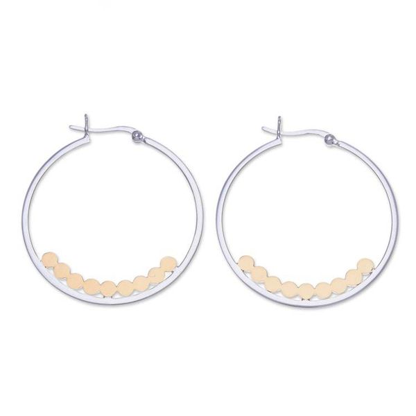 Alternate image for Thai-Made 18k Gold-Accented Sterling Silver Hoop Earrings Gleaming Thoughts
