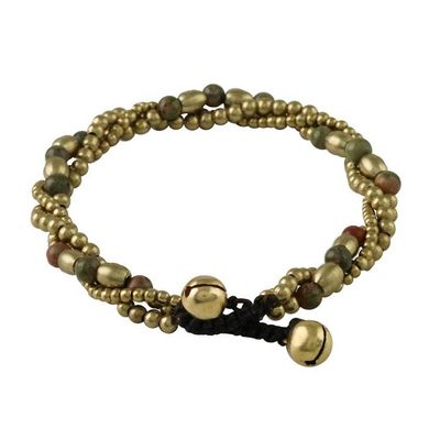 Alternate image for Unakite and Brass Beaded Bracelet Musical Twist