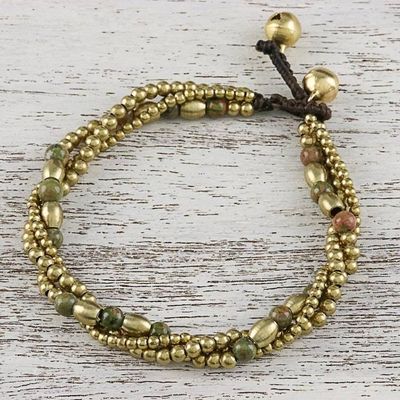 Alternate image for Unakite and Brass Beaded Bracelet Musical Twist