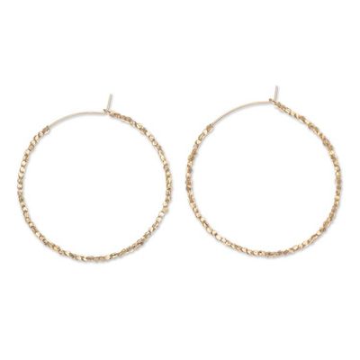 Alternate image for Geometric 18k Gold-Plated Beaded Hoop Earrings from Thailand Jubilant Nimbus