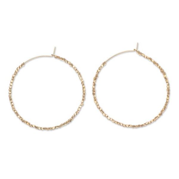 Alternate image for Geometric 18k Gold-Plated Beaded Hoop Earrings from Thailand Jubilant Nimbus