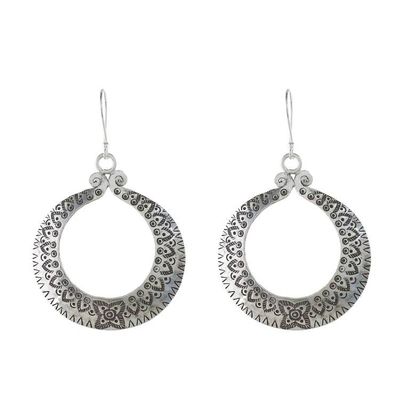 Alternate image for Floral Karen Silver Dangle Earrings from Thailand Floral Karen Rings