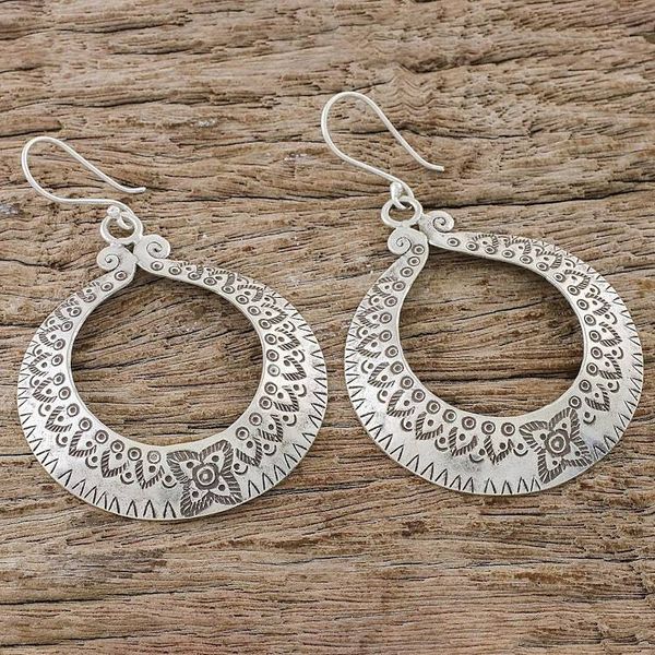 Alternate image for Floral Karen Silver Dangle Earrings from Thailand Floral Karen Rings
