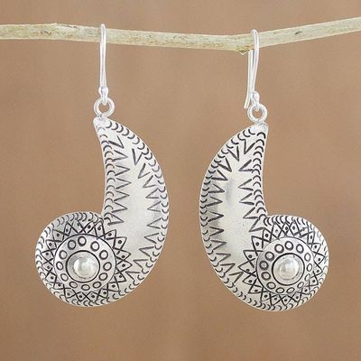 Alternate image for Spiraling Karen Silver Dangle Earrings from Thailand Karen Nautilus