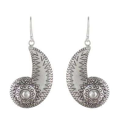 Alternate image for Spiraling Karen Silver Dangle Earrings from Thailand Karen Nautilus