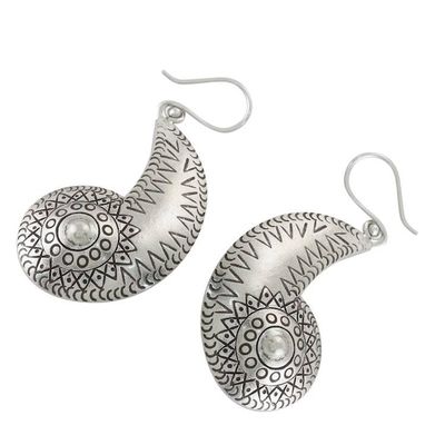 Alternate image for Spiraling Karen Silver Dangle Earrings from Thailand Karen Nautilus