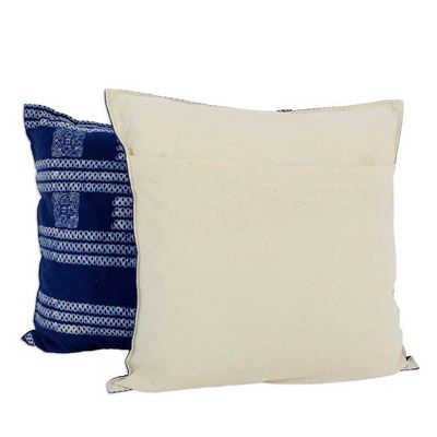 Alternate image for Hand Crafted Blue Batik Square Cushion Covers Pair Indigo Dreams