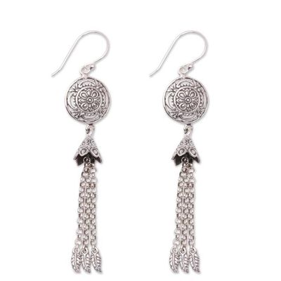 Alternate image for Floral Sterling Silver Waterfall Earrings from Bali Flower Bells