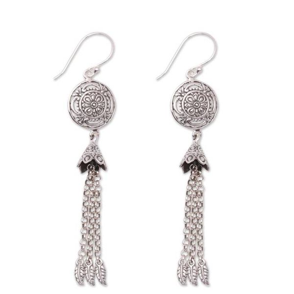 Alternate image for Floral Sterling Silver Waterfall Earrings from Bali Flower Bells
