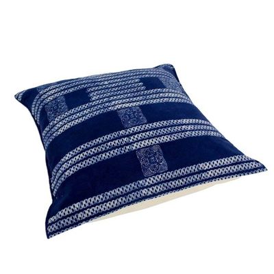 Alternate image for Hand Crafted Blue Batik Square Cushion Covers Pair Indigo Dreams