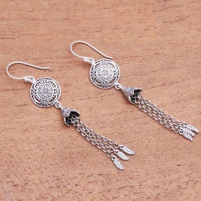 Alternate image for Floral Sterling Silver Waterfall Earrings from Bali Flower Bells