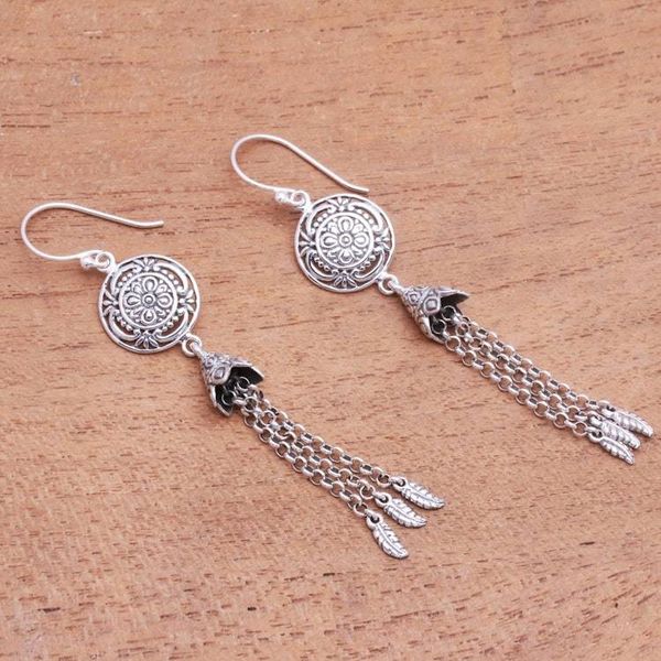 Alternate image for Floral Sterling Silver Waterfall Earrings from Bali Flower Bells