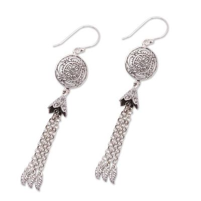 Alternate image for Floral Sterling Silver Waterfall Earrings from Bali Flower Bells